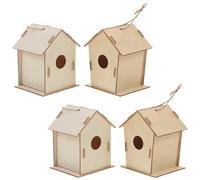 Vaguelly 4pcs DIY Wooden Bird House Kit for Painting Craft Creative Hanging Birdcage for Develops Imagination and Fine Motor Skills Boys