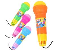 Vaguelly 4pcs Echo Microphone Plastic Karaoke Mic Props for Comfortable Grip and Realistic Design Portable Singing Plaything