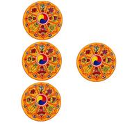 Vaguelly 4pcs Garden Buddha Meditation Bowl Pad Tibetan Singing Bowl Cushion Buddhist Decor