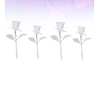 Vaguelly 4pcs Mini Rose Decoration White Plastic Crystal Epoxy Model for DIY Crystal Craft and Colouring Yourself, Creative 3d Rose Model for Forest Microlandscape Making and Store Display