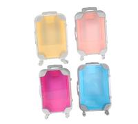 Vaguelly 4pcs Mini Transparent Makeup Storage Boxes Clear Lash Organizer Luggage Shaped Cosmetic Case for Travel Party Favor Hairpin Candy Holder Compact Portable Beauty Storage Container