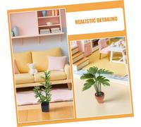 Vaguelly 4pcs Miniature Dollhouse Bonsai Plants Artificial Bamboo Monstera Leaf Potted Ornaments for DIY Micro Landscapes No Watering Needed Compact Greenery Decor for Dollhouse Living