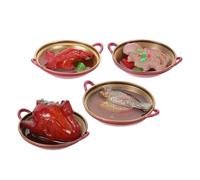 Vaguelly 4pcs Miniature Resin Hot Pot Tiny Chinese Kitchen Accessories for Dollhouse Pretend Play Food Model DIY Scene Decorations Resin Mini Food Collectible Prop