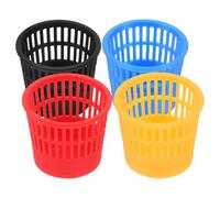 Vaguelly 4pcs Miniature Trash Cans Tiny Garbage Bins for Dollhouse Decoration Enhance Scenery Realism Portable and Sturdy Craft Accessories Blue Black Red and Orange