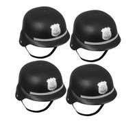Vaguelly 4pcs Police Helmet British Bobby Costume Role Playing Hats for Halloween Party Cosplay Black Police Helmet for S Dress Up and Social Play