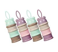 Vaguelly 4pcs Portable Boy Girl Formula Dispenser Three Compartments Stackable Milk Powder Container for Food Travel-Friendly Milk Storage Case Light Blue Light Pink