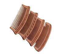 Vaguelly 4pcs Retro Peach Wood Hair Combs Anti Static Wide Teeth Engraved Combs Portable Scalp Hair Detangler for Daily Styling Assorted style