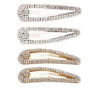Vaguelly 4Pcs Rhinestone Metal Snap Hair Clips Waterdrop Shape Large Crystal Barrettes Set Silver and Gold for Women Hair Styling Accessories
