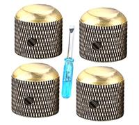 Vaguelly 4pcs Screw Knob for Electric Guitar Bass Volume Tone Control Knobs Metal Guitar Potentiometer Replacement