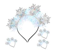 Vaguelly 4pcs Snowflake Headbands Comfortable Felt Glitter Winter Hair Hoops for Christmas Parties Family Gatherings Festive Holiday Hair Accessories
