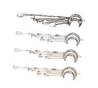 Vaguelly 4pcs Stunning Moon Hairpin Moon Barrette Crystal Rhinestones Traditional Chinese Style Hair Accessory for Women