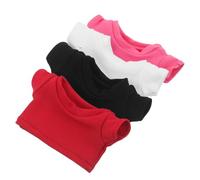 Vaguelly 4pcs Sublimation Bear T-shirts for Plush Animals Soft Miniature Doll Clothes Adorable Compact Costume for Stuffed Bears Replaceable Basic Tees in White Rose Red Black and Red