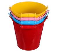 Vaguelly 4pcs Tinplate Beach Buckets Set Candy Color Mini Sand Buckets for - Blue, Pink, Red, Yellow - Beach and Seaside Sandcastle for Boys
