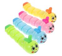 Vaguelly 4pcs Wind-up Caterpillar Cartoon Clockwork Plaything for Energy-saving No Battery Required Safe Rounded Corners Colorful Fun for Boys Random Color