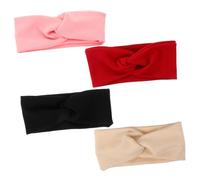 Vaguelly 4pcs Women Elastic Cross Headbands Sweat Absorbing Wide Hair Bands for Sports Yoga Fitness Daily Use with Pink Black Red