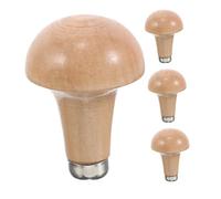 Vaguelly 4pcs Wooden Graver Handles Replacement for Files Hand Tool Grip Mushroom Design Compatible with Metal and Wood Files for Woodworking and Engraving
