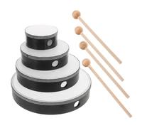 Vaguelly 4sets Wooden Handheld Drum for Boys and Girls Faux Pu Percussion Instruments Early Education Musical Toys for Boy Girl Beat Stick