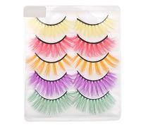 Vaguelly 5 Pairs Colorful Fake Eyelashes Natural Thick Cosmetic Lashes Lightweight for Women Party Date Club Eye Makeup