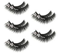 Vaguelly 5 Pairs Exaggerated False Eyelashes with Diamond Gems, Long Dramatic Stage Lashes for Latin Dance Performance, Women’s Glitter False Lash Extensions