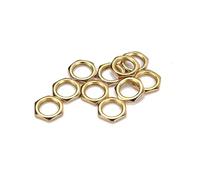 Vaguelly 50 Pcs Gold Zinc Alloy Guitar Jack Socket Nuts 8mm Inner Diameter Fine Tooth Thin Nut Set for Electric Bass and Guitar
