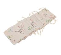 Vaguelly 50pcs Burlap Drawstring Pouches Small Sachet Bags with Flower Print Linen Material 10x14cm for Jewelry Storage Wrapping DIY Crafts in Chinese Style