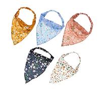 Vaguelly 5Pcs Elastic Floral Printed Hair Scarves Triangle Head Scarf for Women Comfortable Breathable Headband for Parties Travel Daily Wear Skin Friendly