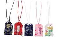 Vaguelly 5pcs Japanese Omamori Charm Unique Health Amulet Random Style Luck Bag for Fortune Feng Shui Protection Charms for Backpacks Cars and More