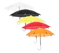 Vaguelly 5pcs Miniature Umbrella Props Small Polyster Parasol Decorations for Dollhouse Home Decor Cute Mini Folding Umbrellas in Red Yellow Orange Black White