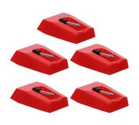 Vaguelly 5pcs Record Player Needle Replacement Stylus for Turntable with Red Plastic and Aluminium Material, Purer Tone and No Tools Required, for Vinyl Record Players and Gramophones