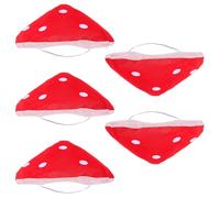 Vaguelly 5pcs Red and White Spotted Mushroom Beret Adjustable Oversized Toadstool Cap for Christmas Cosplay Party Soft Fabric Headwear for Fairy Tale Costume Role Play