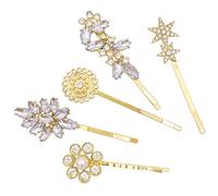 Vaguelly 5pcs Rhinestone Pearl Hairpins for Women and Wedding Bridal Hair Clips with Stable Alloy Construction Stylish Gold Sunflower Design for Bridesmaids and Daily Hairstyles