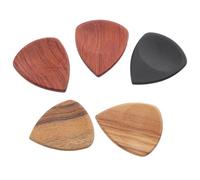 Vaguelly 5Pcs Solid Wood Guitar Picks Thick Thumb Finger Plectrums with Groove Design for Acoustic Guitar Sessions and Recording Use