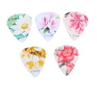 Vaguelly 5pcs Stylish Printed Ukulele Picks Delicate Touch Accurate Pitch for Acoustic Electric Guitars and Bass Beautiful Floral Design Practical Guitar Accessories