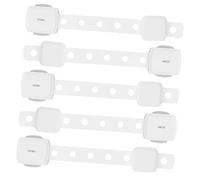 Vaguelly 5pcs White Plastic Protective Safety Locks for Refrigerator and Drawer, Easy Installation with Good Stickiness, No Glue Required, for Kitchen Cupboard Safety and Child Security