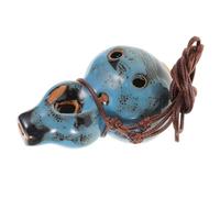 Vaguelly 6-hole Alto C Ceramic Ocarina Blue Glaze with Pendant for Music Education and Relaxation - Medium Size Wind Instrument with Sheet Music for Beginners and Storytelling