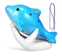 Vaguelly 6 Hole Dolphin Ceramic Ocarina White Hand Rest English Songbook Lanyard for Boys and Girls