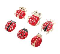 Vaguelly 6 Pcs Cute Ladybug Brooch Pin Alloy Animal Lapel Badge Enhances Shirt Style Withstands Deformation Cartoon Insect Brooches Pins for Clothes Accessories