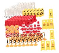 Vaguelly 62pcs Traffic Signs Educational for Simulation Roadblock Models with Construction Traffic Signals Interactive Driving Learning Playset for Parent Engagement
