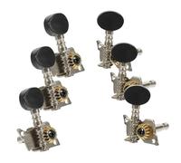 Vaguelly 6pcs Acoustic Guitar Tuning Pegs Set, Semi-open Folk Guitar Tuners with Black Body and White Buttons, 3 Left and 3 Right String Pegs for Universal Instrument Parts