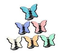 Vaguelly 6pcs Butterfly Hair Claw Clips Set for Women and Non Slip Hair Accessories Black Base with Peacock Blue Skin Color Purple Pink Milk White and Light Green