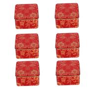 Vaguelly 6pcs Chinese Year Candy Boxes Red Tinplate Treat Boxes for Weddings Birthdays Baptism Favors with Unique Print Design for Cookies and Chocolates