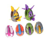 Vaguelly 6pcs Dinosaur Deformation Egg Plastic Lifelike Model Educational Transforming Figures for Indoor Outdoor Play