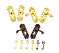 Vaguelly 6Pcs Dollhouse Door Handle Lock with Key Metal Miniature Hardware Accessories for Victorian and Rustic Style Mini Furniture Realistic Decorative Knobs for Dollhouse