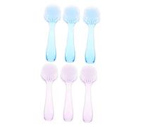 Vaguelly 6Pcs Facial Cleaning Brush Deep Cleansing Exfoliating Face Scrubber with Ergonomic Grip for Gentle Pore Detox and Blackhead Prevention Skin-Friendly Soft Bristles Blue and Purple