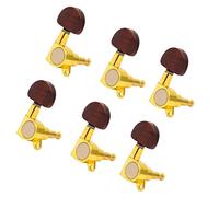 Vaguelly 6pcs Gold Guitar Machine Heads Tuning Pegs Set Amber Oval Closed-back Knobs for Right-hand Electric and Wooden Guitars