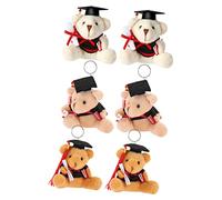 Vaguelly 6Pcs Graduation Plush Bear Keychain Adorable Doctor Bear Pendant for Bags Keys Mobile Phones for Students Soft Easy to Carry