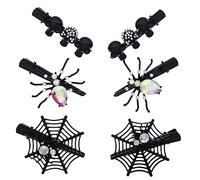 Vaguelly 6Pcs Halloween Spider Hair Clips with Rhinestones Spider Web and Skull Design Gothic Hair Accessories for Women and Teens for Halloween Parties and Cosplay