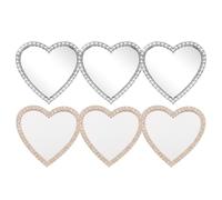 Vaguelly 6pcs Heart Shape Rhinestone Mirror Charms for Phone Case, 2.2 Inch Lightweight Metal and Glass Decorative Mobile Phone Decoration for DIY and Daily Touchups