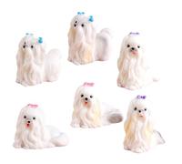 Vaguelly 6pcs Mini Dog Figurines Resin Puppy Figures for Micro Landscape Garden Decoration Realistic Animal Toys