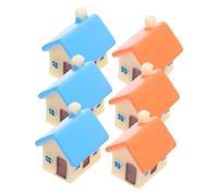 Vaguelly 6pcs Miniature Resin House Figurines for DIY Fairy Garden and Dollhouse Decoration Sturdy Fade-resistant Micro Landscape Ornaments for Plant Pots and Vintage Modern Style Micro